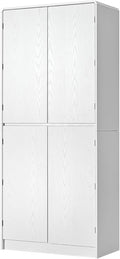 72" Tall Kitchen Pantry Cabinet, Storage Cabinet with 8 Door Shelves, Hidden Drawer, 3 Adjustable Shelves, Farmhouse Kitchen Cabinet for Dining Room, Bathroom, Living Room