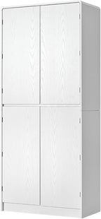 72" Tall Kitchen Pantry Cabinet, Storage Cabinet with 8 Door Shelves, Hidden Drawer, 3 Adjustable Shelves, Farmhouse Kitchen Cabinet for Dining Room, Bathroom, Living Room