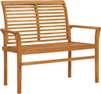 Garden Bench Teak Brown Solid Teak Wood, 100% Polyester Fabric,Solid Teak Garden Bench with Comfortable Cushion Durable&Stylish Patio Furniture for Gardens and Balconies Patio Furniture