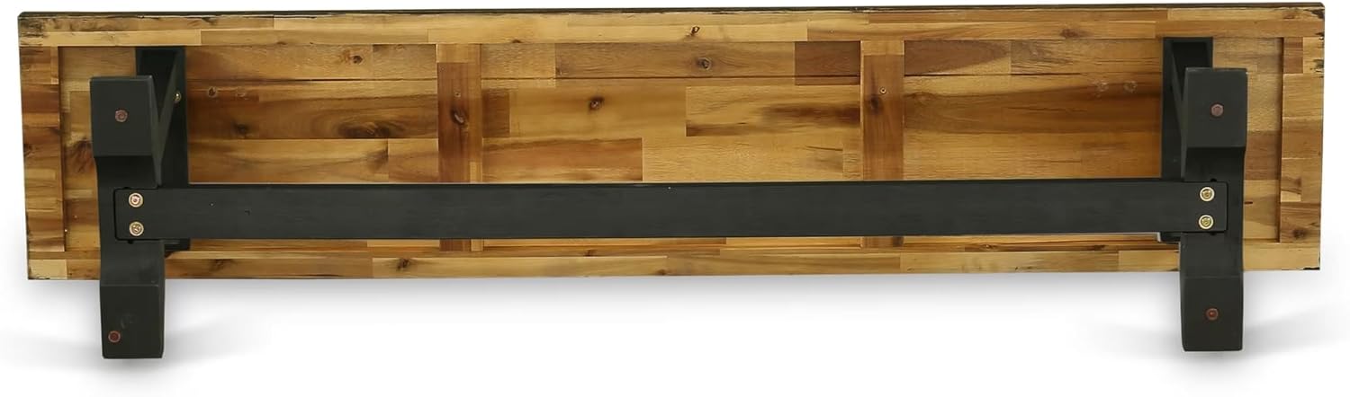 East West Furniture VB677 V-Style Modern Dining Table Bench with Wood Seat, 72x15x18 Inch, Multi-Color