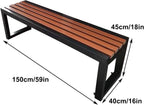Outdoor Benches Weatherproof, Galvanized Steel Park Bench, 1.2 Inch Thick Chair Seat, Suitable for Terraces, Patios, Gardens, and Parks(150x40x45cm/59x16x18in)