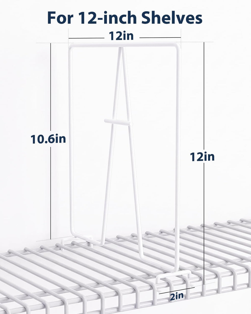 Supforce 8 Pack Wire Shelf Dividers for Closet, Solid Coated Metal Closet Dividers for Closet Organization, Closet Shelf Divider for 12'' Tall x 12'' Deep Wire Shelves and Storage, Bright White