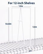 Supforce 8 Pack Wire Shelf Dividers for Closet, Solid Coated Metal Closet Dividers for Closet Organization, Closet Shelf Divider for 12'' Tall x 12'' Deep Wire Shelves and Storage, Bright White
