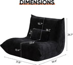 Bean Bag Chair with Pillow, Giant Flannal Memory Foam beanbags Lazy Sofa for Audlts Fireside Chair Armless Chair for Living Room Bedroom Dorm Office (Black, Single Sofa)