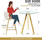 2 Pack Round Bar Table, 37.4" High Pub Table, 31" Small Cocktail Tables with Metal Base & Glass Top, for Small Spaces, Bistro Pub, Cafe(Gold)