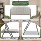 Pack of 2 (Fabric/Vinyl) Steel Frame Metal Foam Padded Folding Chairs (Black, Gray, White) (2-Pack - Fabric White)