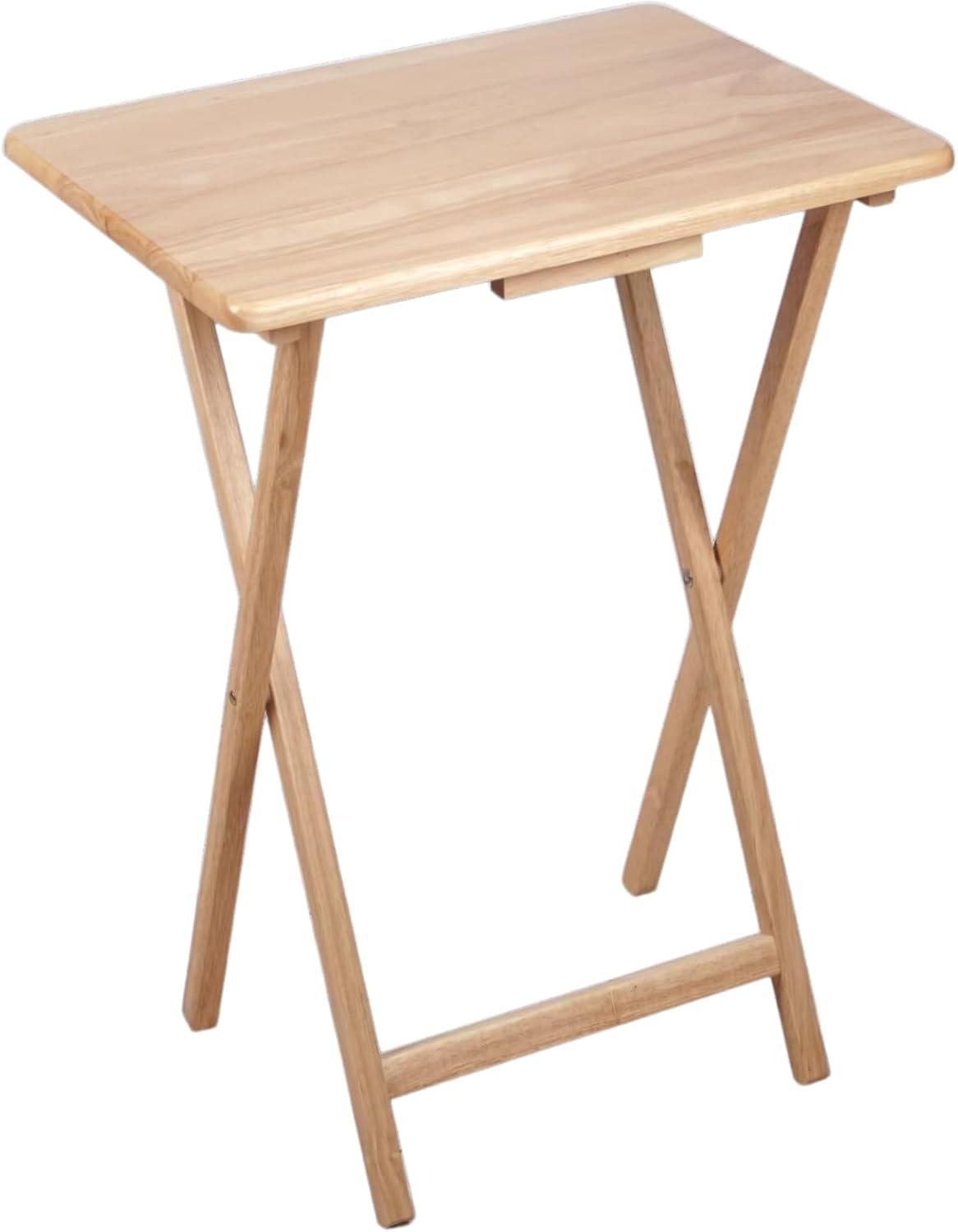 2-Pack Modern Indoor Folding Tray Table Natural Rubberwood - Portable TV Dinner Stand for Sofa, Laptop Desk, Bed Tray, Small Space