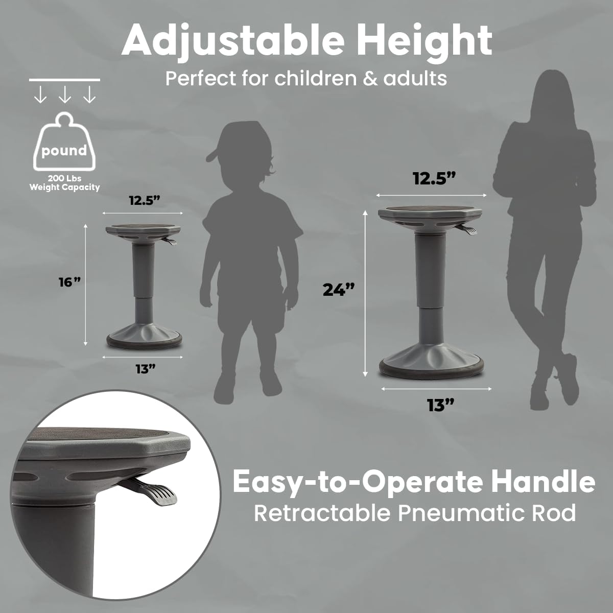 Adjustable Wobble Stool - Wobble Chair Middle and High School Students - Flexible Seating for Classrooms - Adjusts from 17" - 23"