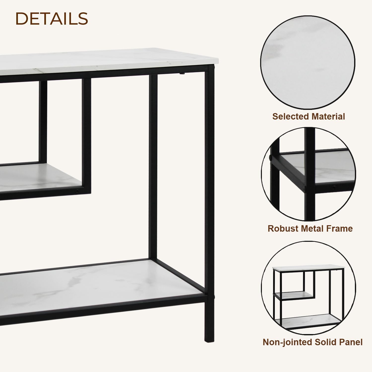 AT-VALY End Table Set of 2, 3-Tier Small End Table, Nightstand for Living Room, Bedroom, Office, Bathroom (Black)
