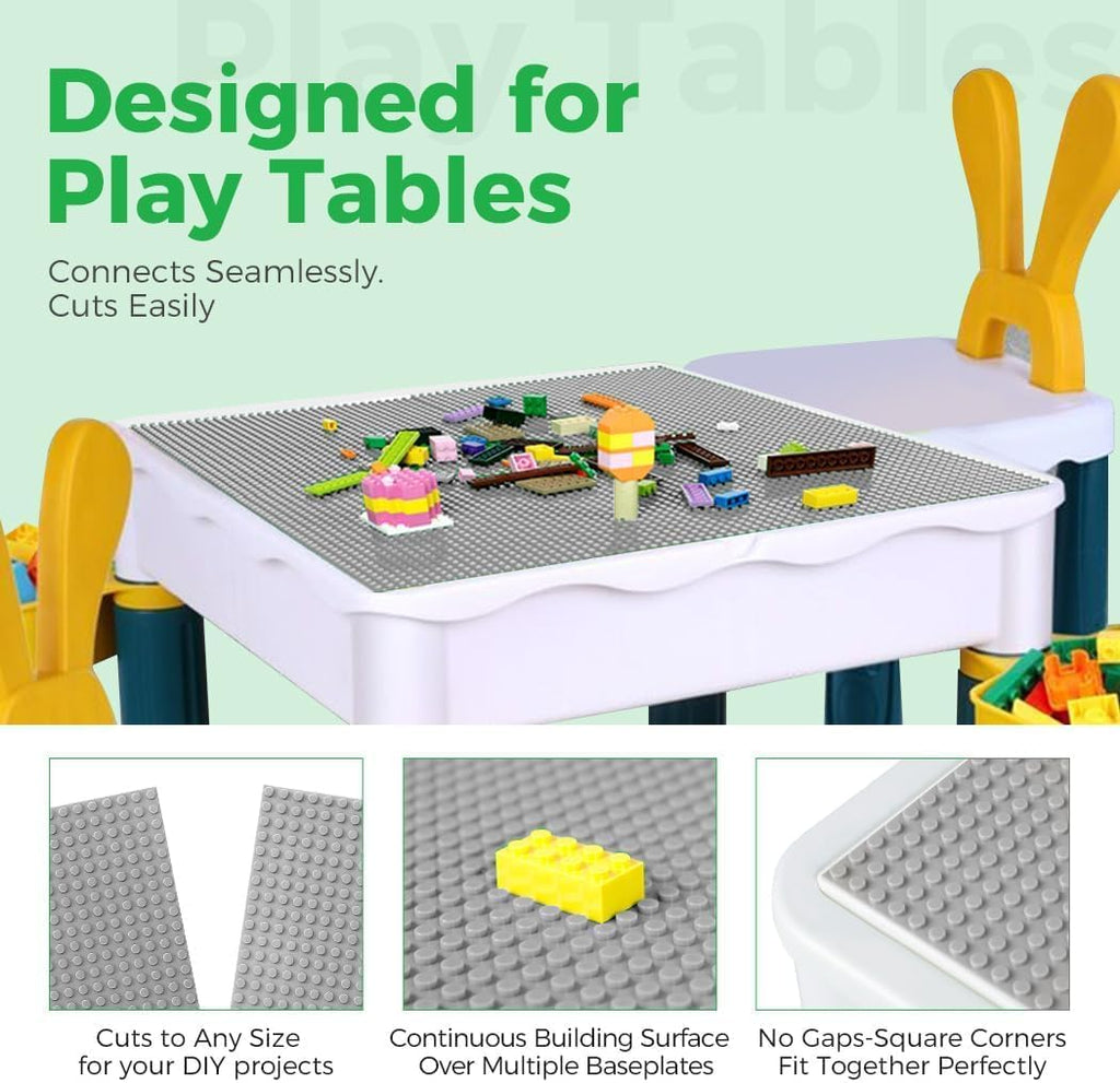 Classic Baseplates Building Plates-10" x 10" Building Boards,100% Compatible with All Major Brands and Activity Table, Creative Platforms Mats for Toy Bricks (Gray-10, 10 Pack)