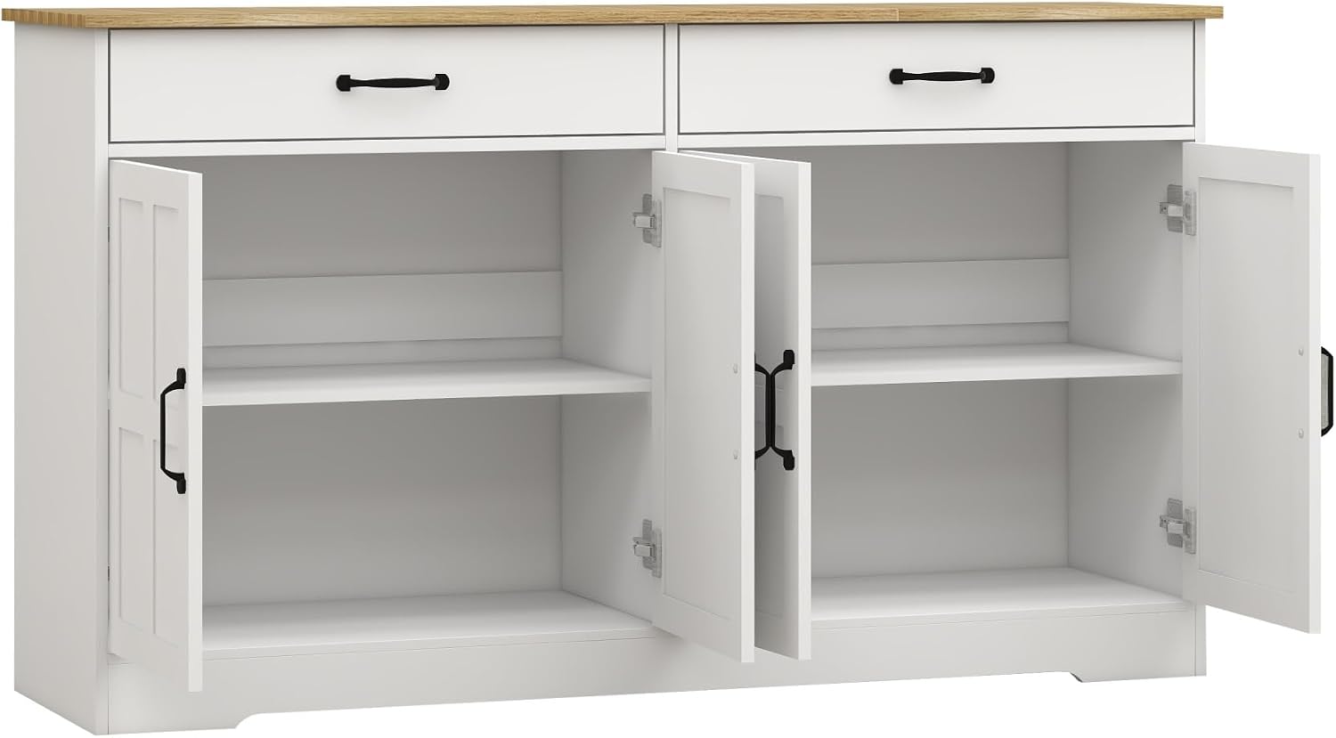 Large Farmhouse Buffet Cabinet Storage Sideboard, with 2 Drawers and 4 Doors, for Dining Living Room Kitchen,for Kitchen Home