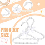 Wesiti Small Pearl Hanger Mini Pearl Metal Elegant Clothes Hangers with Ribbon for Women Dog Cat (White,10 Pcs)