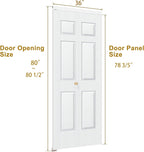 Bifold Doors for 36" x 80" Opening, 6 Panel White Primed Closet Doors with Concealed Hardware Kit, Hollow Core Interior Folding Barn Door Panels for Laundry, Pantry & Bedroom
