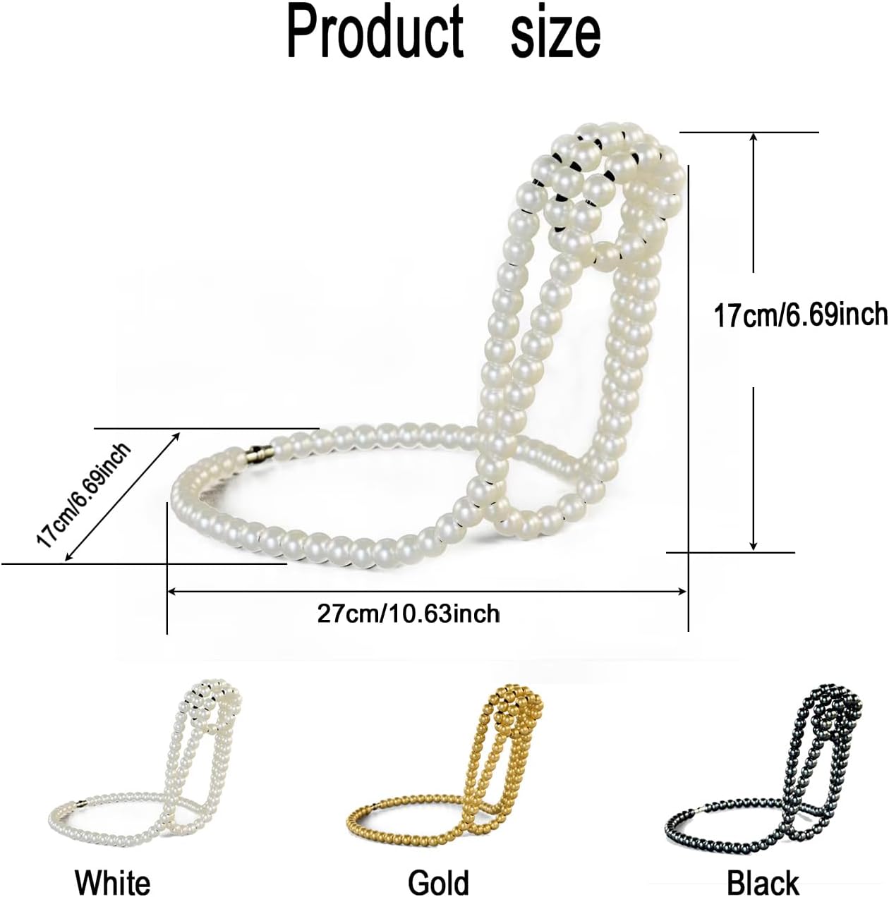 Artificial Pearl Necklace Wine Rack, Floating Countertop Wine Bottle Holder, Elegant Decor for Home Bar Kitchen & Living Room(White)