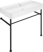 Swiss Madison Well Made Forever SM-CS733, Carre 36" Ceramic Console Sink In Glossy White Basin