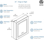 Blossom LED Medicine Cabinet with Mirror, 24x32 in, Lighted Bathroom Mirror Medicine Cabinet, Defogger, Recessed/Surface 3X Makeup Mirror, Adjustable Brightness, Outlets & USB, A2(M)-24-Right Hinge