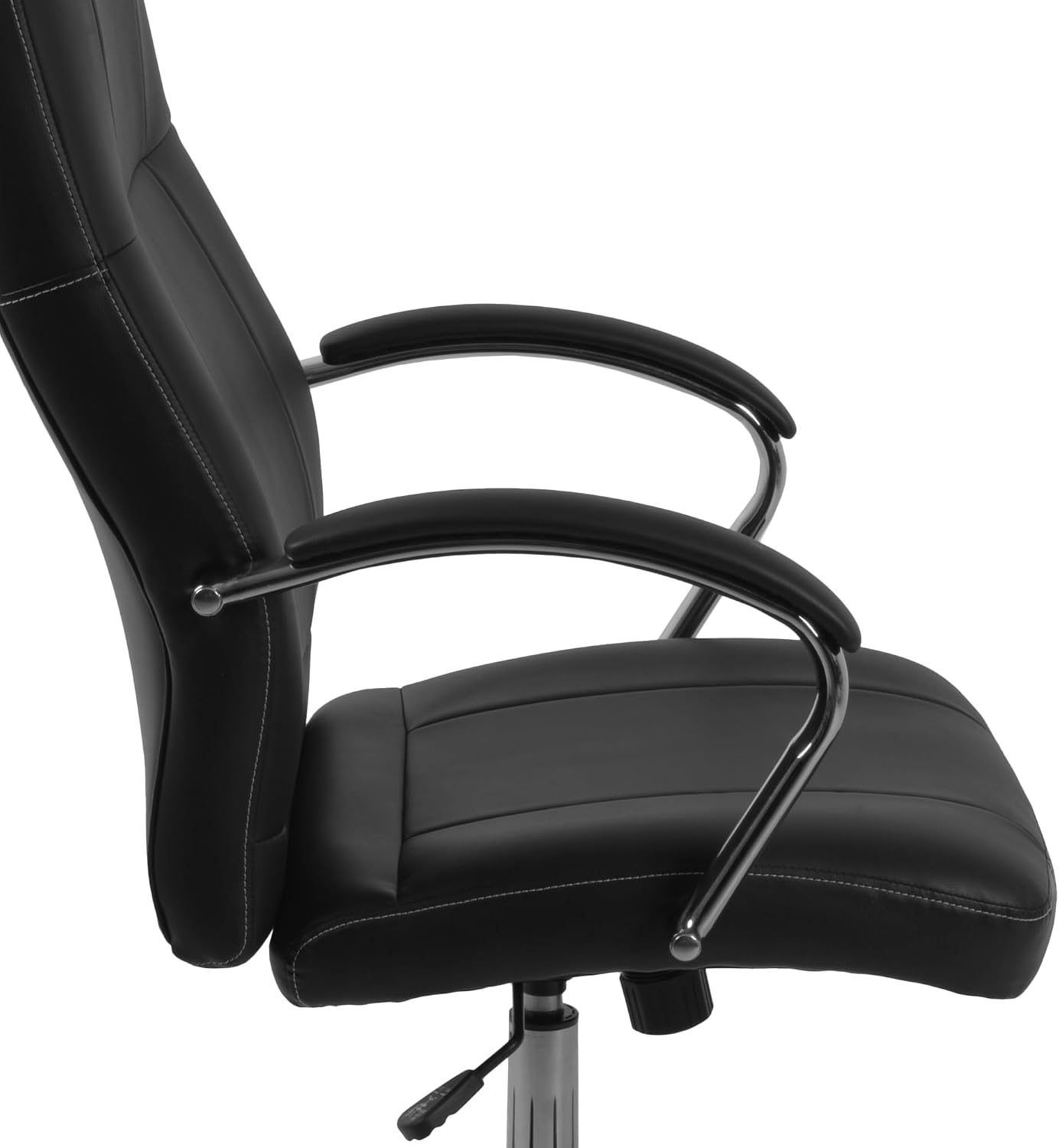 Romig Cielo Leatherette Executive Mid-Back Office Chair – Ergonomic Conference Chair with Padded Arms, Lumbar Support, Adjustable Height & 5-Star Aluminum Base for Home & Office (Black)