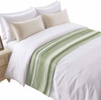 Bed Runner Scarf for Queen Size Bed, Sage Green Grey Beds Scarf Throws for Foot of Bedding, Abstract Art Oil Painting Green Ombre Decorative Beds Runners for Bedroom Guestroom, 83"x20"