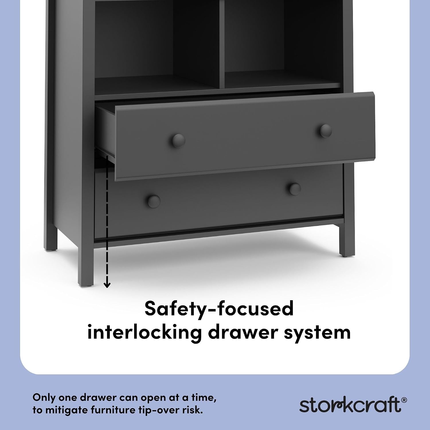 Storkcraft Alpine 2 Drawer Changing Table Chest, Gray | GREENGUARD Gold Certified, Dresser for Nursery, Changing Table with Drawers, Removable Changing Table Topper
