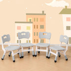 WHY TOYS 4 Piece Kids Chair Set 3 Levels Adjustable Stackable Kids Chairs Ideal for Playrooms, Schools, Daycares and Homes Washable and Easy to Clean Max Weight 220LB(Grey 4Piece Set)