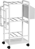 Aquzee Gift Wrapping Paper Organizer Storage, Rolling Gift Wrap Storage Stand, Vertical Wrapping Paper Storage Cart, Ribbon Organizers, 12 PCS Slap Bracelets, Adjustable Rod Design, White