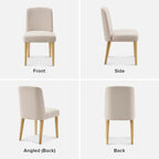 mopio Logan Upholstered Beige Parson Dining Chair Set of 4, Modern Farmhouse Solid Light Oak Wood with Ergonomic Curved Back Rest for Dining Room and Kitchen