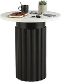 Signature Design by Ashley Wainstone Contemporary Accent Table wih Fluted Pedestal, White & Black