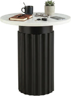Signature Design by Ashley Wainstone Contemporary Accent Table wih Fluted Pedestal, White & Black