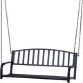 2-Person Powder-Coated Steel Swing Bench for Porch, Backyard, Deck with 528lb Capacity, Slatted Seat, Black