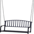 2-Person Outdoor Swing Bench, 47in Wide Solid Powder-Coated Steel, 528lb Capacity, Black