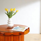 Coffee Table, Round Glass Side Table with Unique Petal Design Pedestal, Simple Center Tables, Modern End Tables with Tempered Glass-Base and Top for Small Spaces