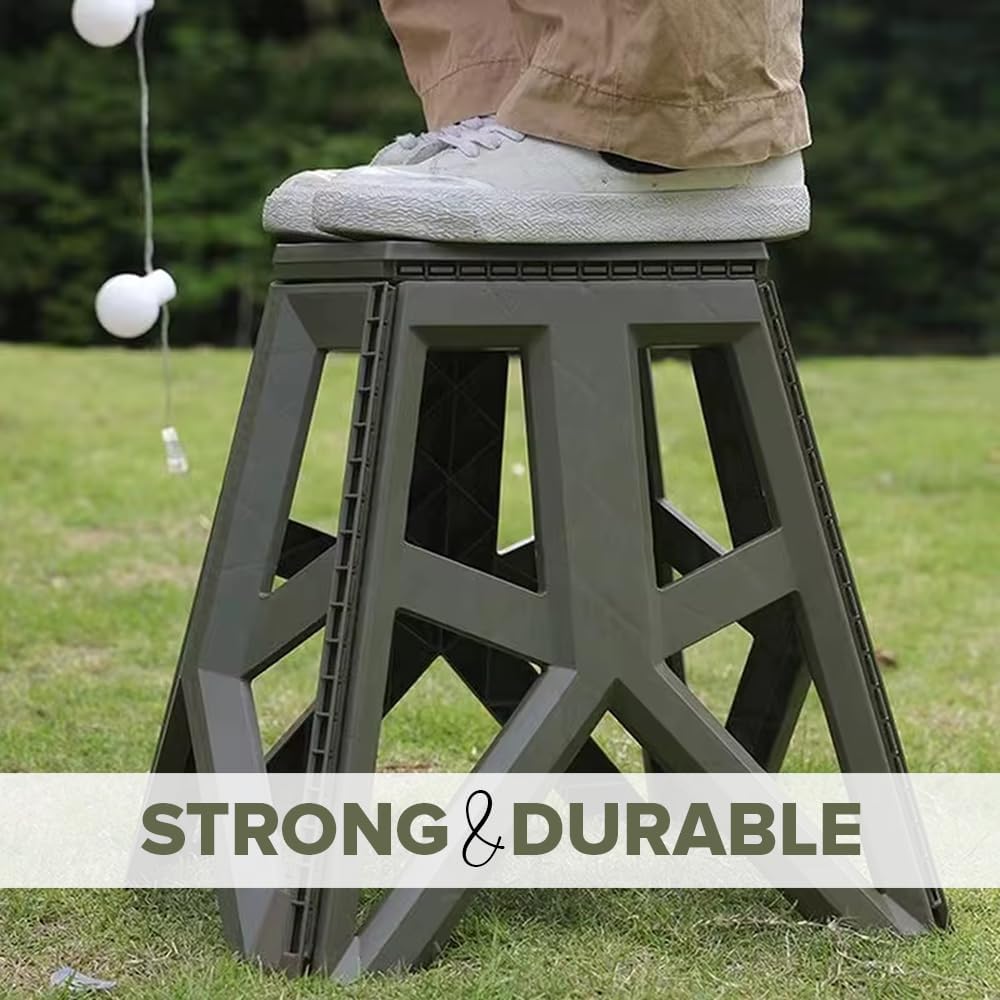 Folding Stool Nonslip Platform Chair | Large Portable Stool for Camping | Collapsible Fold Up Stepping Stool | Compact Plastic Foldable Step Stool for Bathroom | Pack of 1 (Small)