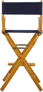 HomeStock Director's Chair with Built-in Armrests and Foldable Design for Easy Storage, Lightweight Durable Frame Perfect for Indoor or Outdoor Seating Navy blue/30-Inch Honey Oak Frame