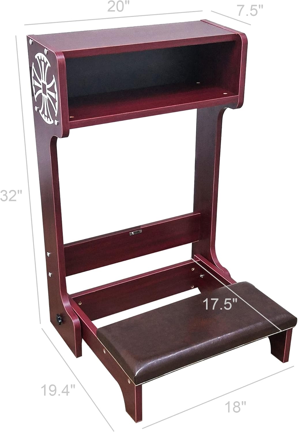 FixtureDisplays 32X20X20" Prayer Bench, Padded Kneeler with Book Shelf, Easy Fold-Away Prayer Table Chair 10104