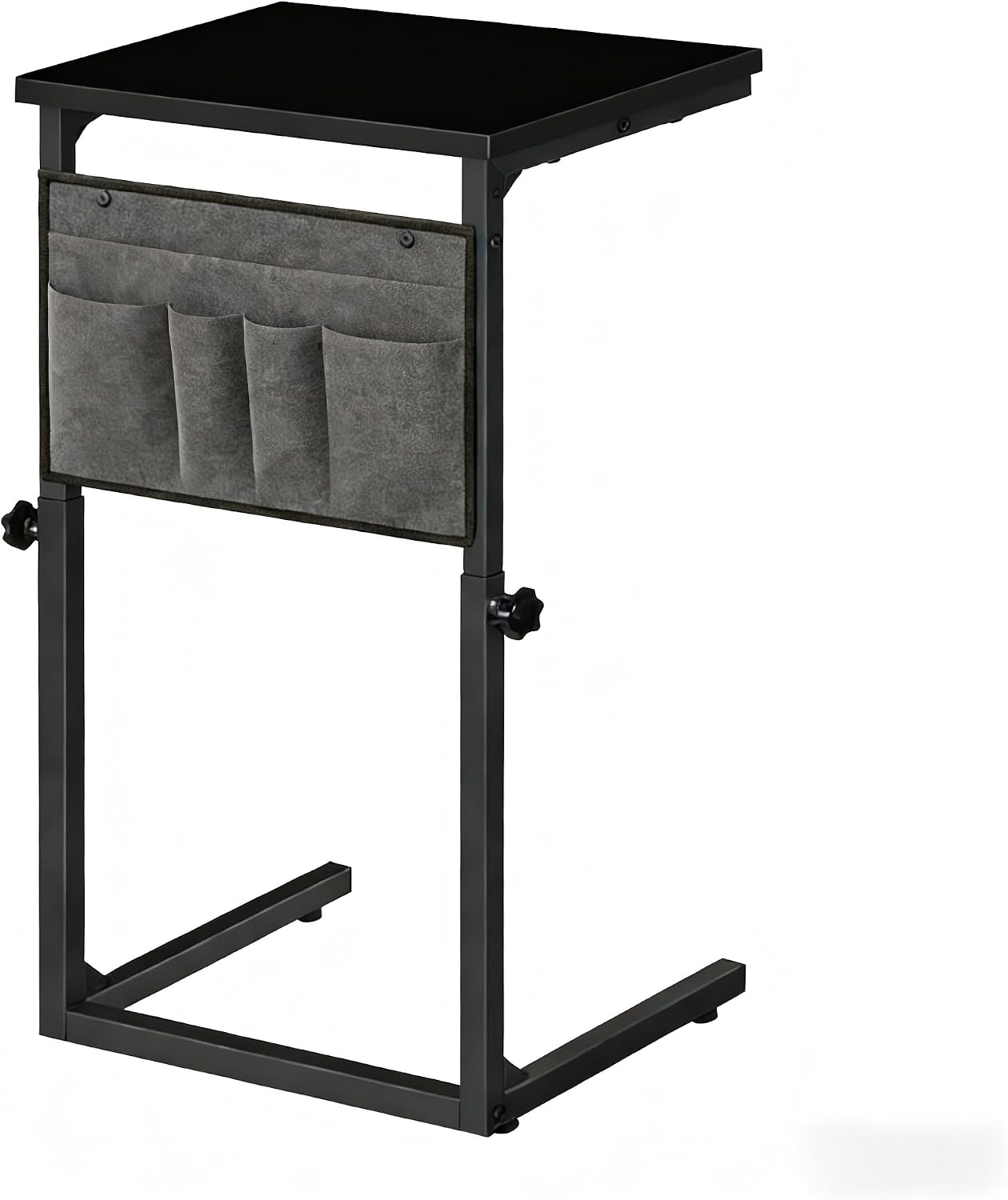HOOBRO End Table, C Shaped Side Table with Storage Shelf, Small C Table for Couch, Adjustable Height Side Table for Small Spaces, 29.5'' Tall Couch Table that Slide Under BK29SF01-BB77SF01