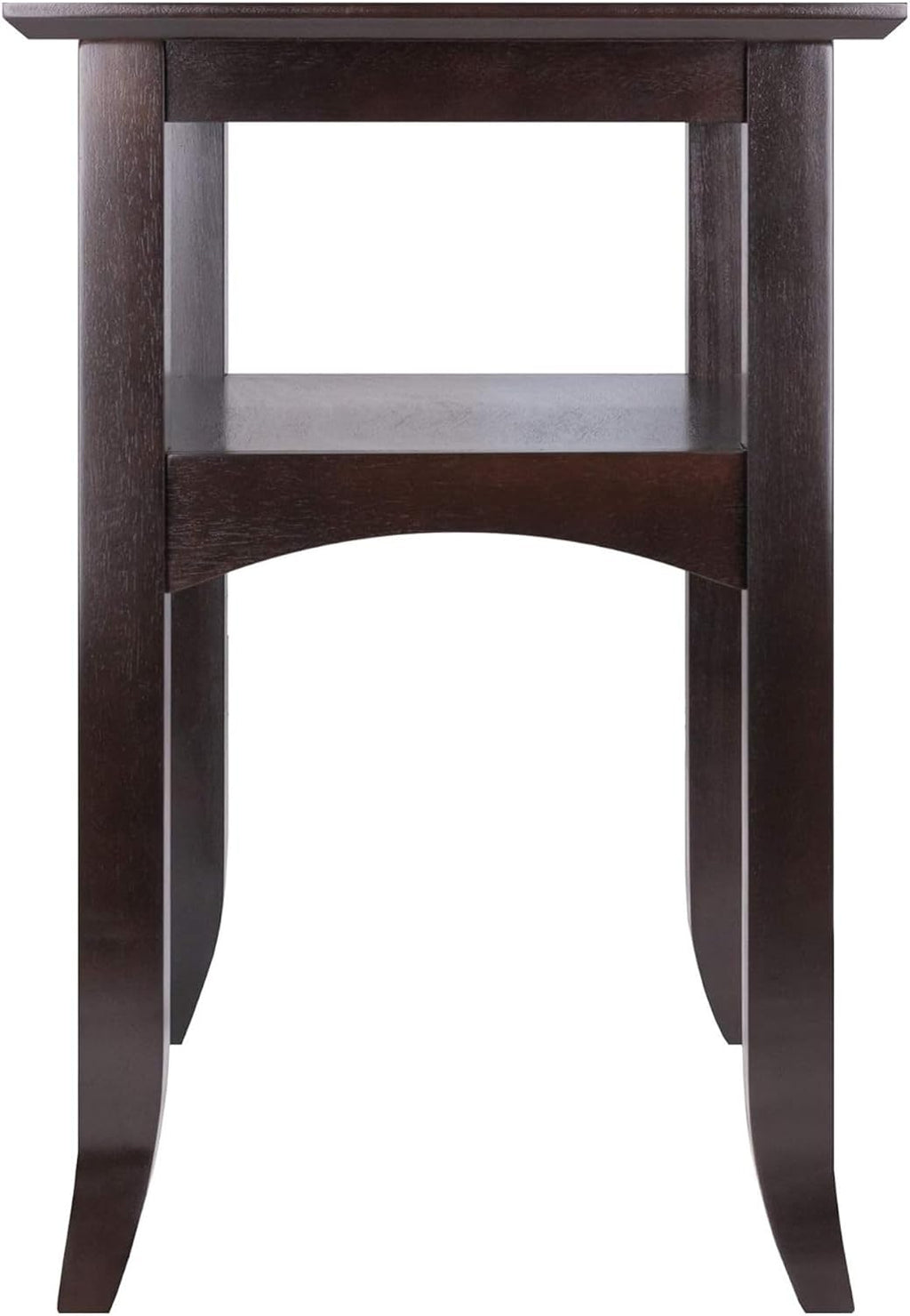 Camden Solid Wood End Table with Lower Shelf, Traditional Side Table for Living Room or Bedroom, Rich Coffee Finish