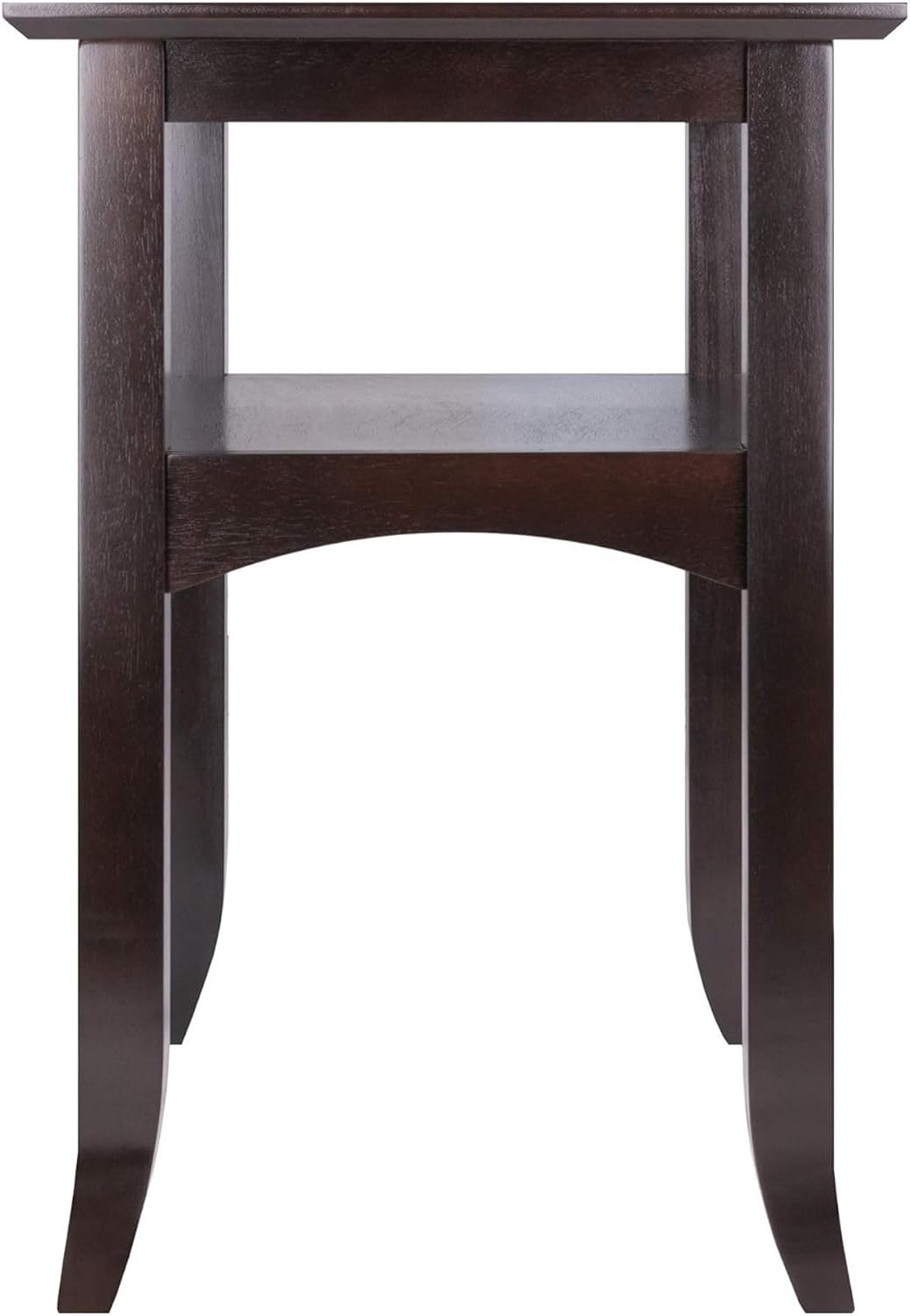 Camden Solid Wood End Table with Lower Shelf, Traditional Side Table for Living Room or Bedroom, Rich Coffee Finish