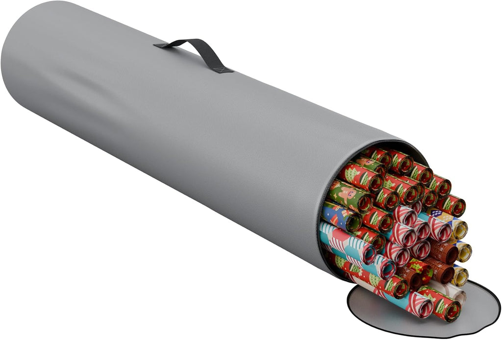 Wrapping Paper Storage Bag | Wrapping Paper Organizer Under Bed for Storing Multiple Rolls of Gift Wrap, 40” Length Container Constructed of Durable 600D Oxford Material (Gray)