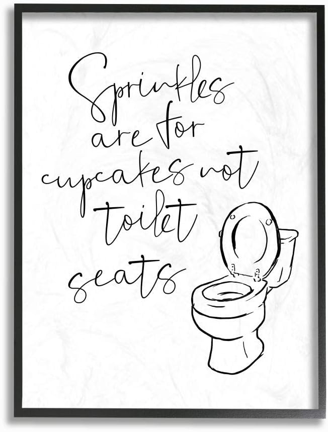 Stupell Industries Sprinkles Funny Ink Drawing Bathroom, Design by Milli Villa Wall Art, 11 x 14, Black Framed
