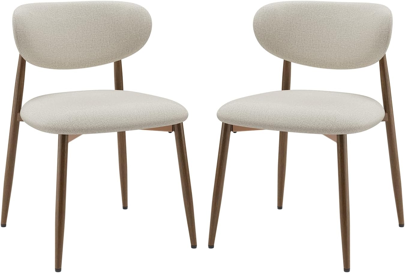 MALOL Dining Chairs Set of 2, Curved Back Kitchen Room Chairs with Metal Legs and Anti Slip Pads, Upholstered Dining Chair for Home and Restaurant, Beige