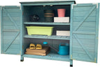 Wooden Potting Bench with Storage Cabinet and Waterproof Box Outdoor Garden Table with 2 Shelves and Tool Organizer for Backyard Or Patio,One Color-Blue