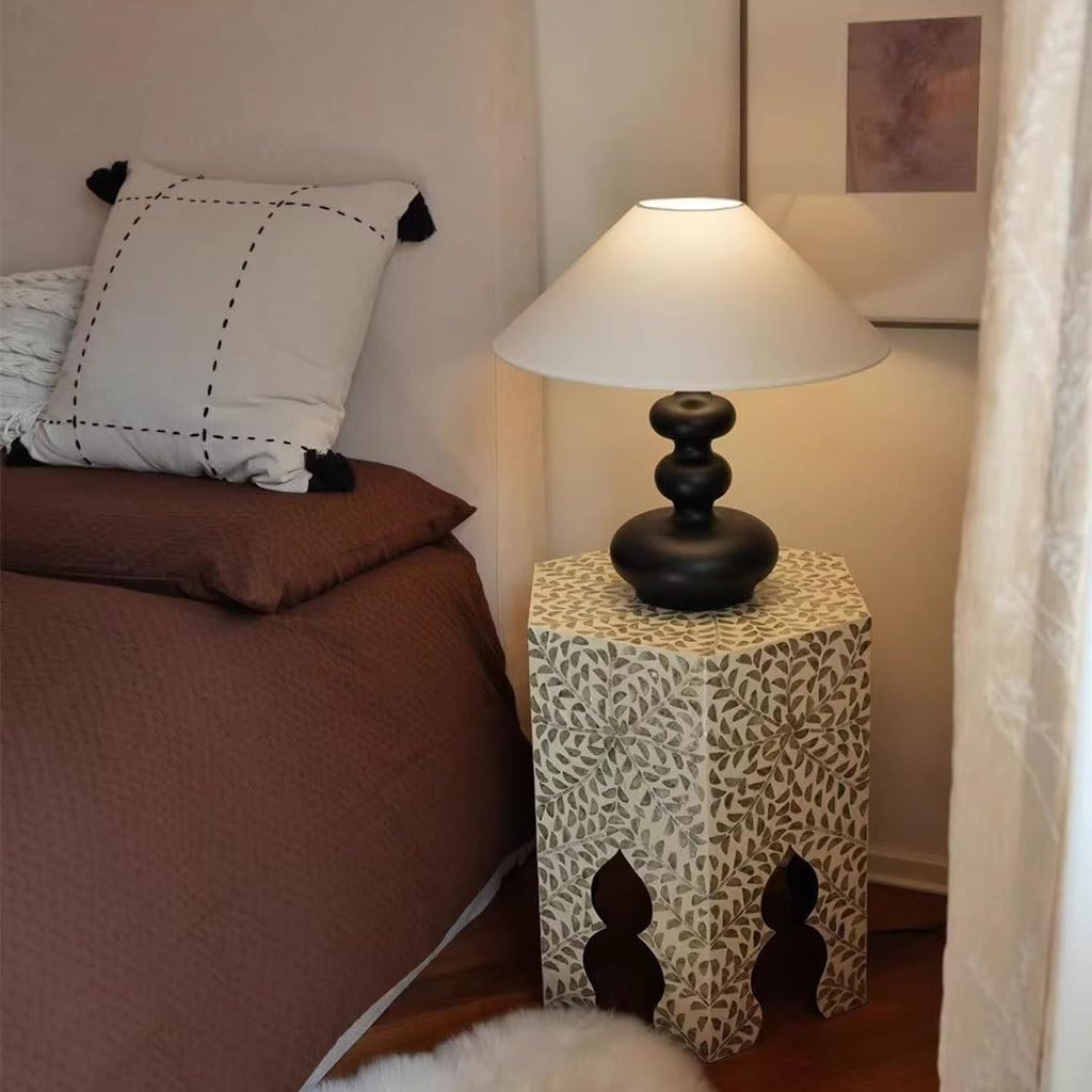 ENGENDER Couch Side Table Home Sofa Next to Living Room Art Small Coffee Table Shell Corner Tray Narrow End