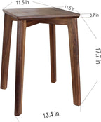 18-Inch Stackable Wooden Stool from Walnut Solid Wood, Stacking Backless Stool with Square Top Anti-Slip Felt Pad for Kitchen, Dining Room, Living Room, Office, Classroom, Workroom, Bedroom, Studio