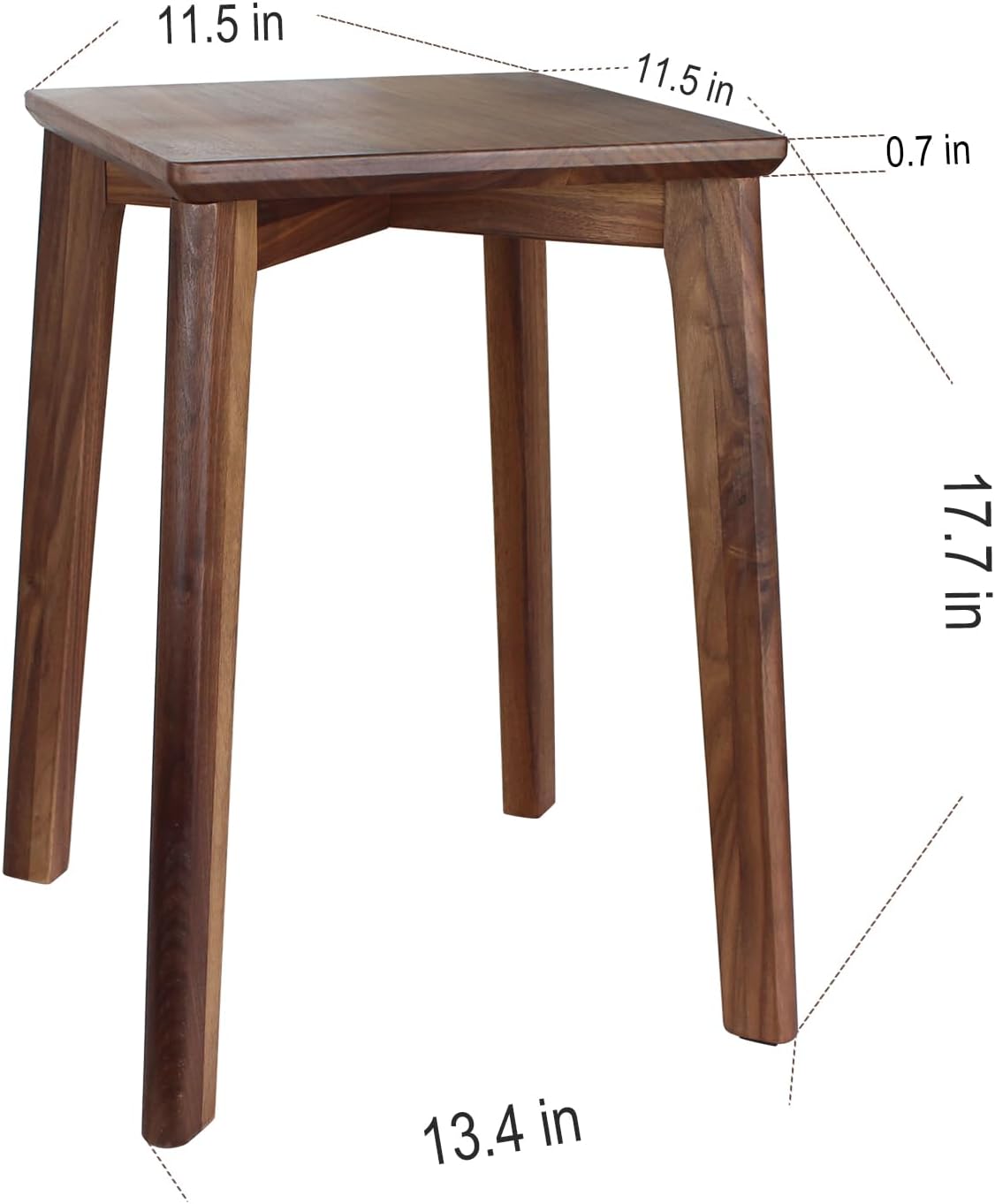 18-Inch Stackable Wooden Stool from Walnut Solid Wood, Stacking Backless Stool with Square Top Anti-Slip Felt Pad for Kitchen, Dining Room, Living Room, Office, Classroom, Workroom, Bedroom, Studio