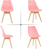 LSSBOUGHT Mid Century Modern Dining Chairs,Shell Lounge Plastic Side Chair with Soft Padded and Wooden Legs for Dining Room Living Room Bedroom Kitchen Set of 2 (Pink)
