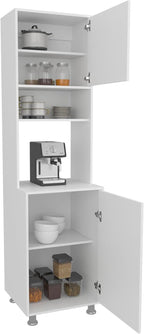 21.4" D*19.7" W*78.7" H Corner Kitchen Pantry with 3 Shelves, 2 Single Doors, Sliver Legs, Rectangular Storage Cabinet, Modern Minimalist, for Living Room, Dining Room, White