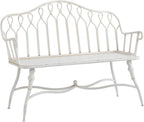 Garden 47.2-inch Outdoor Garden Bench with Backrest, Retro White Iron, Suitable for Terrace, Balcony, Backyard Seat
