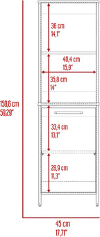 17.7" D*15.7" W*59.3" H Corner Freestanding Storage Cabinet with 2 Shelves, Lower Single Door with Gray Door Handle, Rectangular Kitchen Pantry, Modern, for Living Room, Dining Room, White