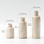 SIDUCAL Ceramic Rustic Farmhouse Vase Set of 3, Whitewashed Terracotta Vase, Clay Decorative Vases for Home Decor, Living Room, Shelf, Mantel Decoration(Rustic White)
