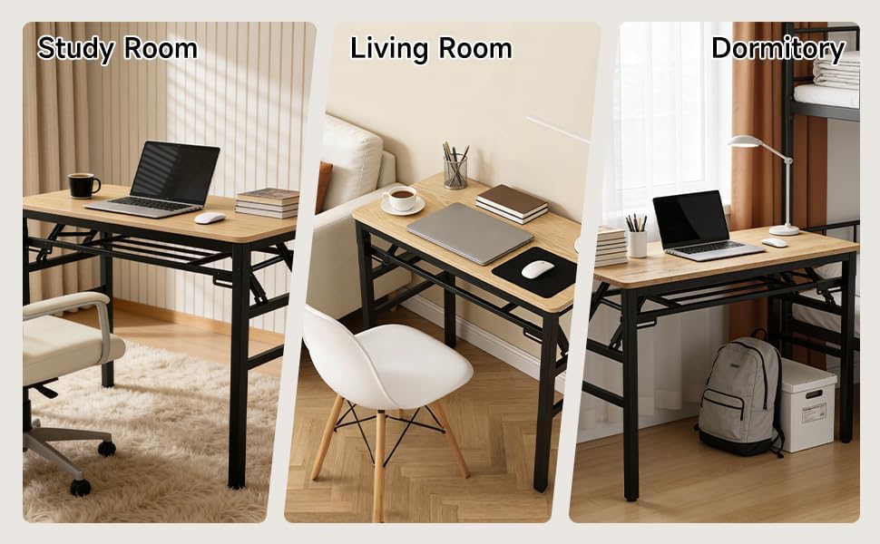 31.5-inch Small Folding Table, no Assembly Required, Suitable for use in Small Spaces Such as bedrooms, Apartments, Dormitories, etc., Easy to fold and Portable (Light Wood)